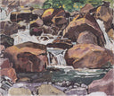 Mountain stream near Champéry by Ferdinand Hodler — hand-painted geometric oil painting reproduction on canvas
