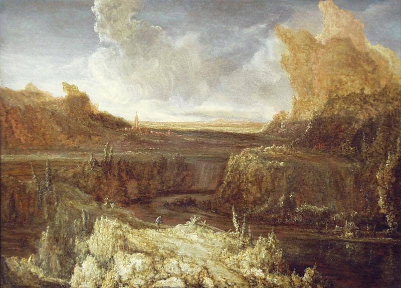 Mountainous landscape by Hercules Seghers — hand-painted botanical oil painting reproduction on canvas