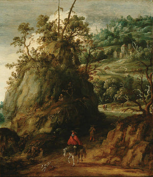 Mountainous landscape with traveller - Esaias van de Velde