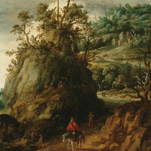Mountainous landscape with traveller