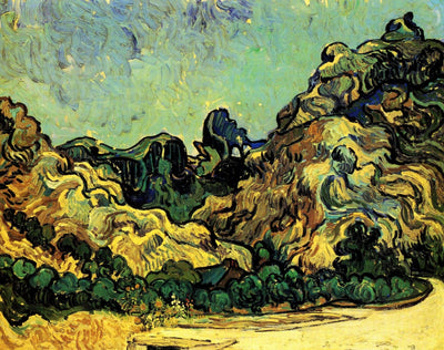 Mountains at Saint-Remy with Dark Cottage in study
