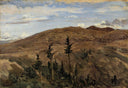 Mountains in Auvergne by Camille Corot — hand-painted botanical oil painting reproduction on canvas
