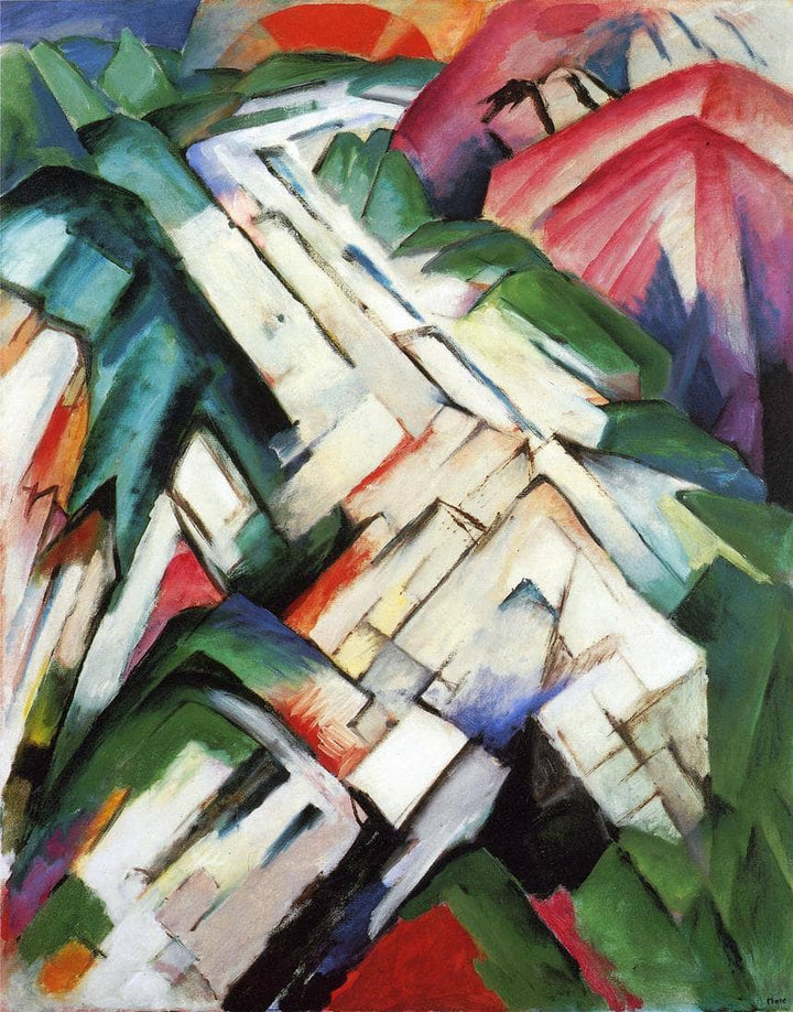 Mountains (Rocky Way Landscape) by Franz Marc — hand-painted abstract oil painting reproduction on canvas