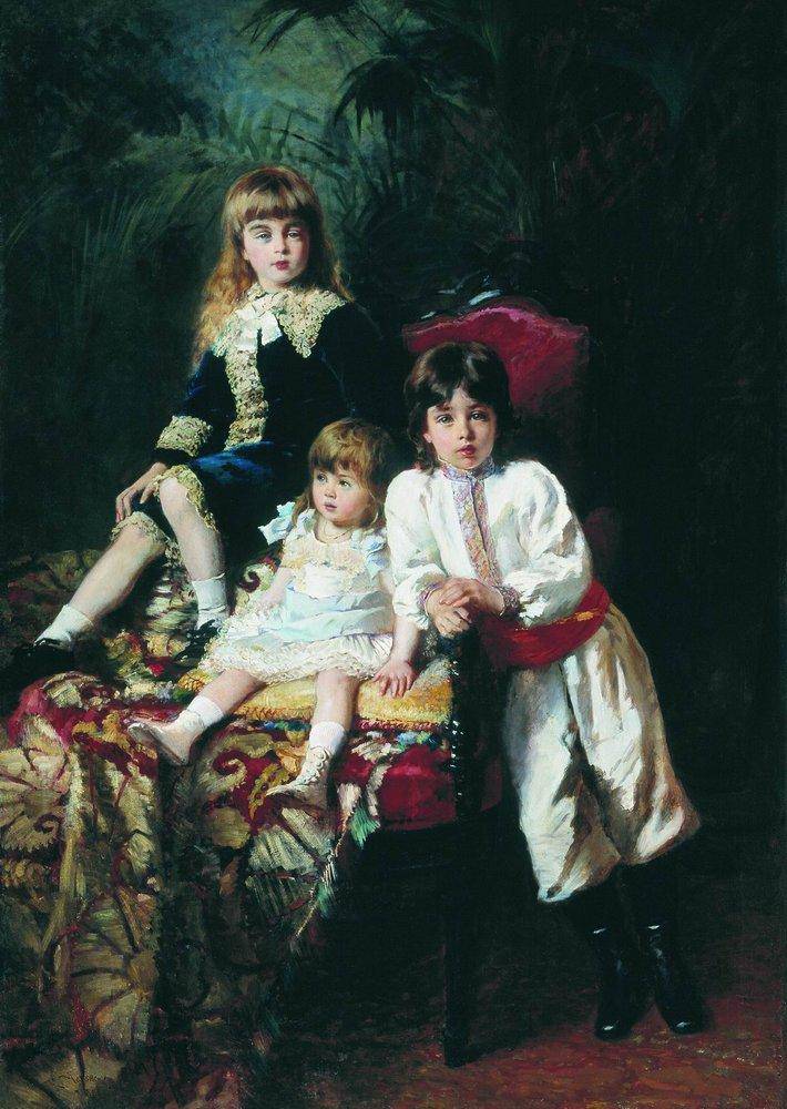 Mr. Balashov's Children by Konstantin Makovsky, hand-painted portrait oil painting reproduction on canvas