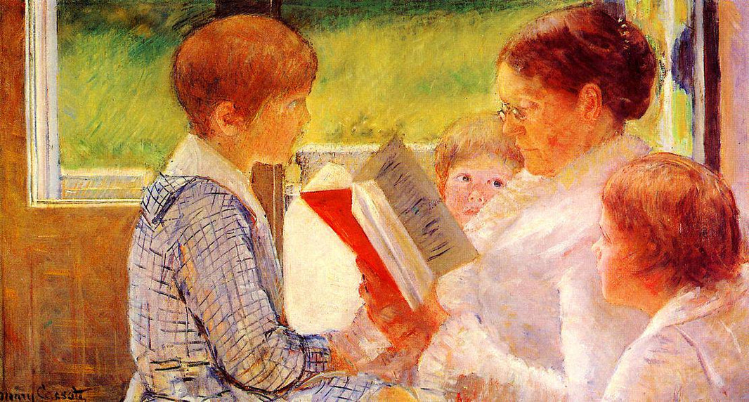 Mrs Cassatt Reading to her Grandchildren by Mary Cassatt, hand-painted portrait oil painting reproduction on canvas