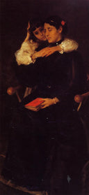Mrs. Chase and Cosy by William Merritt Chase, group oil painting wall art, Realism