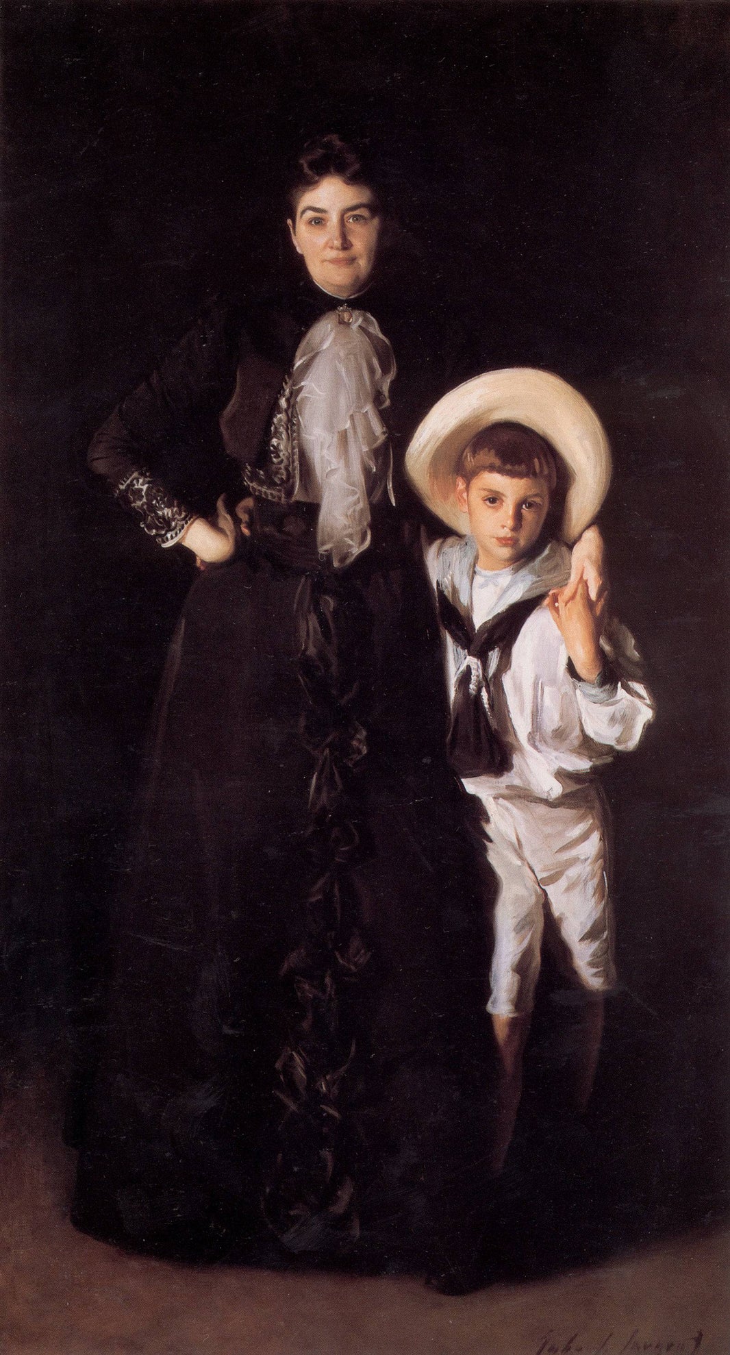 Mrs. Edward L. Davis and Her Son Livingston by John Singer Sargent, hand-painted portrait oil painting reproduction on canvas