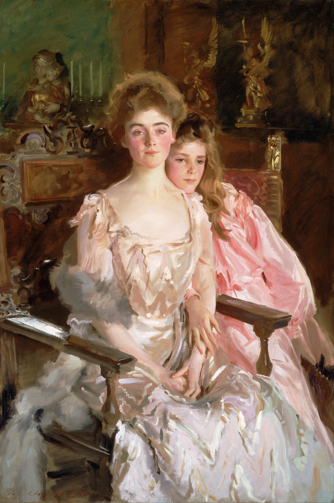 Mrs Fiske Warren (Gretchen Osgood) and her Daughter Rachel by John Singer Sargent, hand-painted portrait oil painting reproduction on canvas