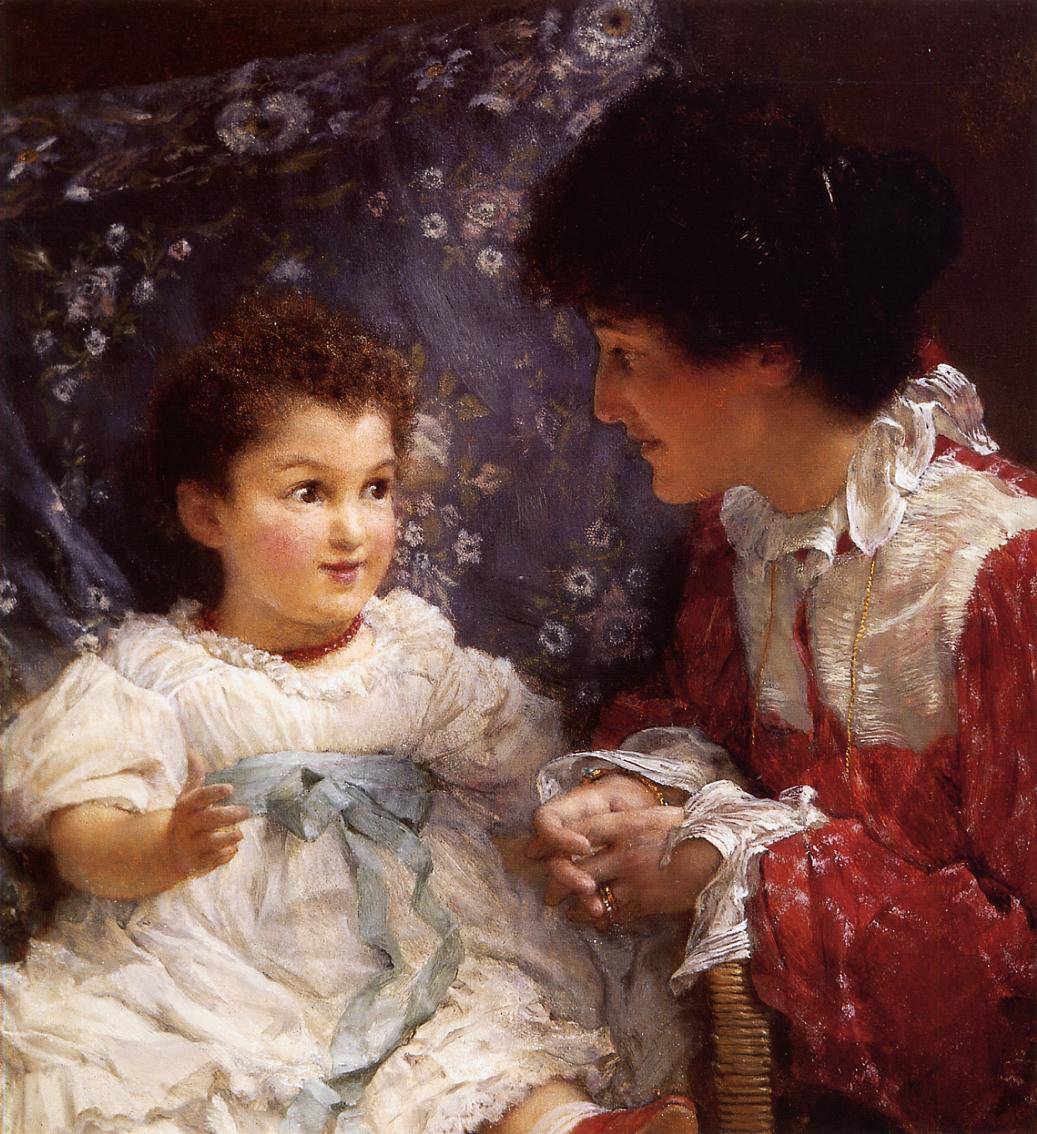 Mrs George Lewis and Her Daughter Elizabeth by Sir Lawrence Alma-Tadema — hand-painted portrait oil painting reproduction on canvas