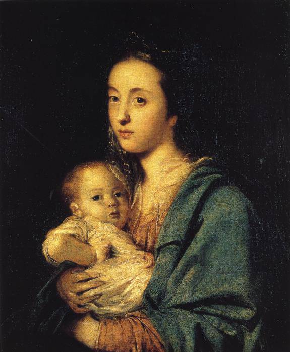 Mrs. Joseph Martin and her Son Charles by Joshua Reynolds, hand-painted portrait oil painting reproduction on canvas