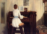 Mrs. Meigs at the Piano Organ by William Merritt Chase — hand-painted portrait oil painting reproduction on canvas