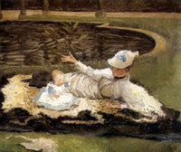 Mrs. Newton with a child by a pool by James Tissot — hand-painted portrait oil painting reproduction on canvas