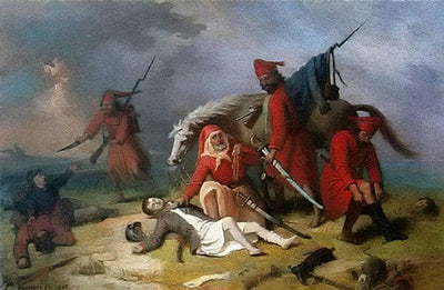 The Death, Looting, and Beheading of Romano Pezzuti Pilloni in Pavón by Baldassare Verazzi — oil painting reproduction