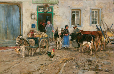 Departure to the market by Hugo Mühlig — oil painting reproduction