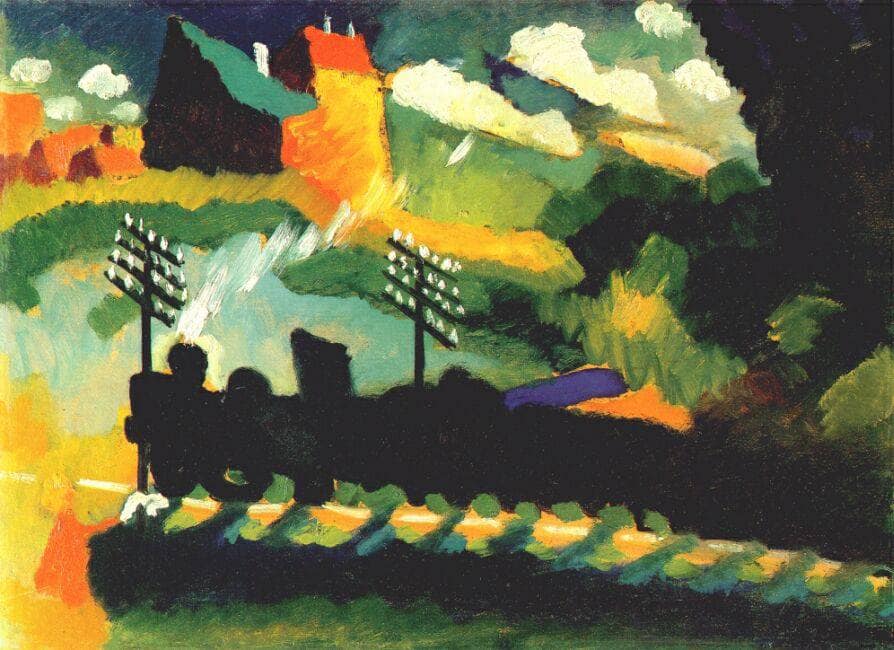 Murnau view with railway and castle by Wassily Kandinsky — hand-painted abstract oil painting reproduction on canvas