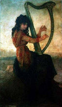 Muse in Dalmatic playing the harp by Ernest Hébert — hand-painted cultural oil painting reproduction on canvas