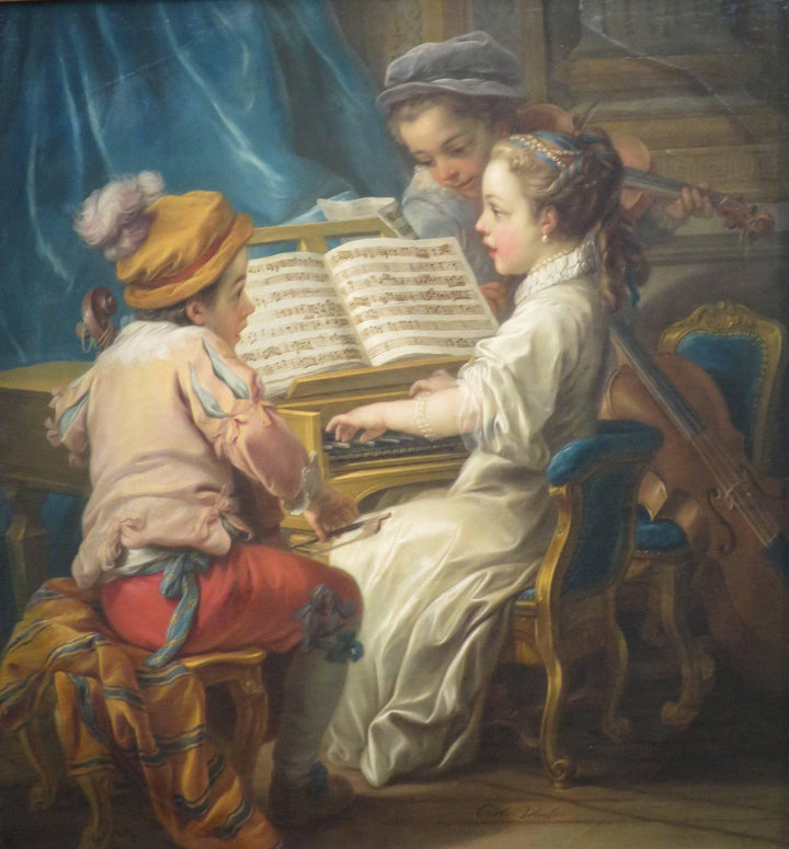 Music by Charles-Andre van Loo (Carle van Loo) — hand-painted portrait oil painting reproduction on canvas