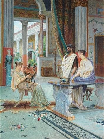 Musical afternoon in Pompeii by Enrico Nardi — hand-painted portrait oil painting reproduction on canvas