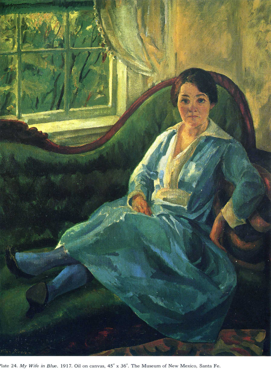 My Wife in Blue by John French Sloan — hand-painted eco oil painting reproduction on canvas