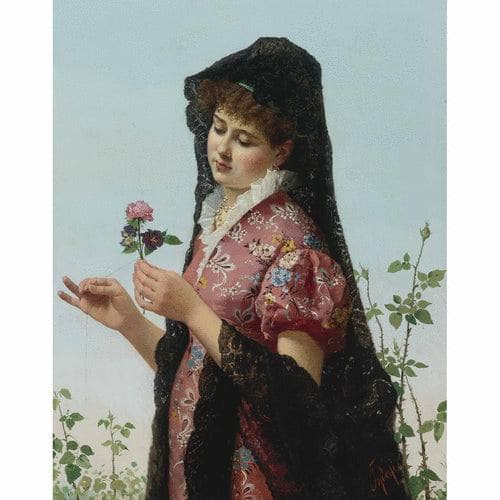 Thoughts of love by Filippo Indoni — hand-painted portrait oil painting reproduction on canvas