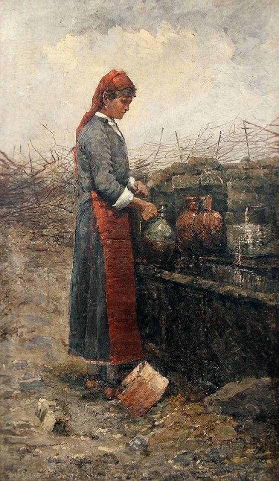 At the tap by Ivan MrkviÑka — hand-painted portrait oil painting reproduction on canvas