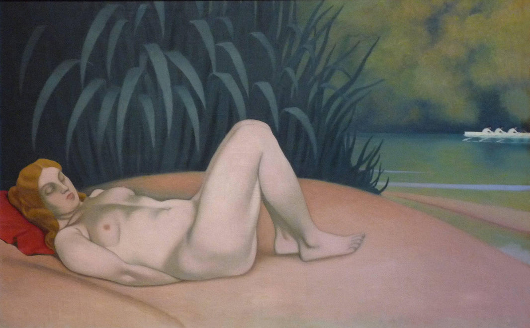 Naked woman sleeping at the edge of the water by Felix Vallotton — hand-painted portrait oil painting reproduction on canvas