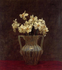 Narcisses in an Opaline Glass Vase by Henri Fantin-Latour — hand-painted botanical oil painting reproduction on canvas