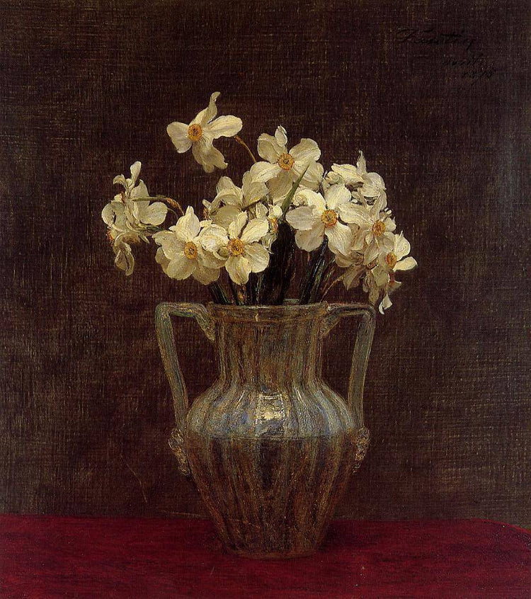 Narcisses in an Opaline Glass Vase - Henri Fantin-Latour