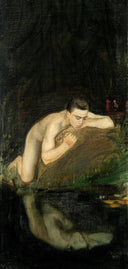 Narcissus by Magnus Enckell, male oil painting wall art, Symbolism