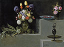 Natura Morta Con Carciofi, Fiori E Contenitori in Vetro by Juan van der Hamen — flower oil painting wall art, Baroque