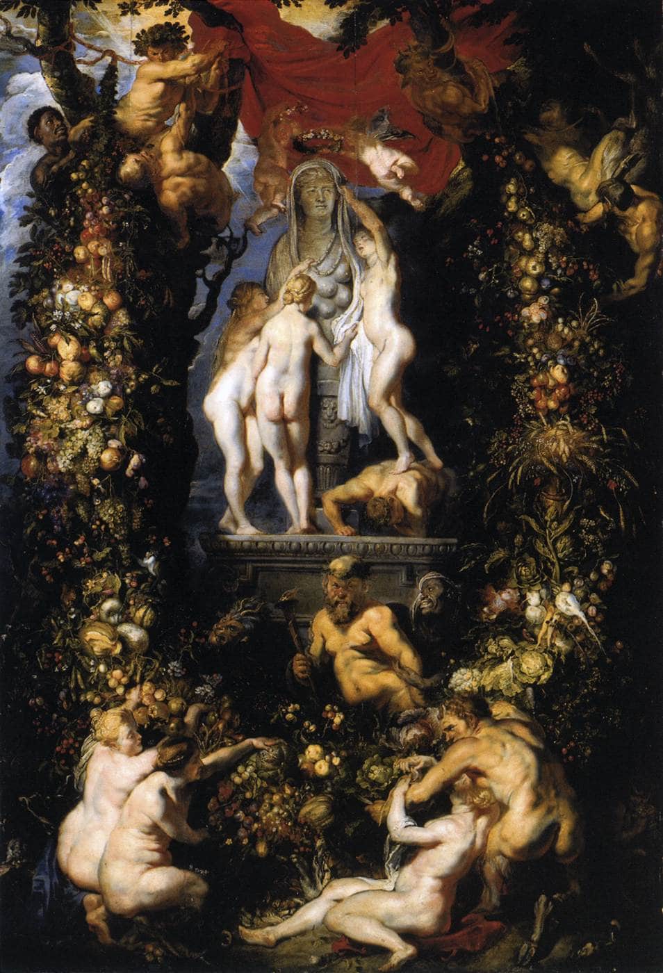 Nature Adorning the Three Graces by Peter Paul Rubens — hand-painted cultural oil painting reproduction on canvas