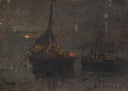 Neapolitan Fishing Boats at Night by Thomas Stuart Smith — ships oil painting wall art, Romanticism