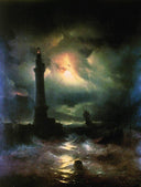 Neapolitan Lighthouse by Ivan Aivazovsky — seascapes oil painting wall art, Romanticism