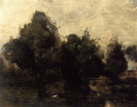 Near Arras, the Banks of the Scarpe by Camille Corot — hand-painted botanical oil painting reproduction on canvas