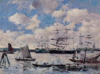 Near Rotterdam by Eugene Boudin — hand-painted nautical oil painting reproduction on canvas