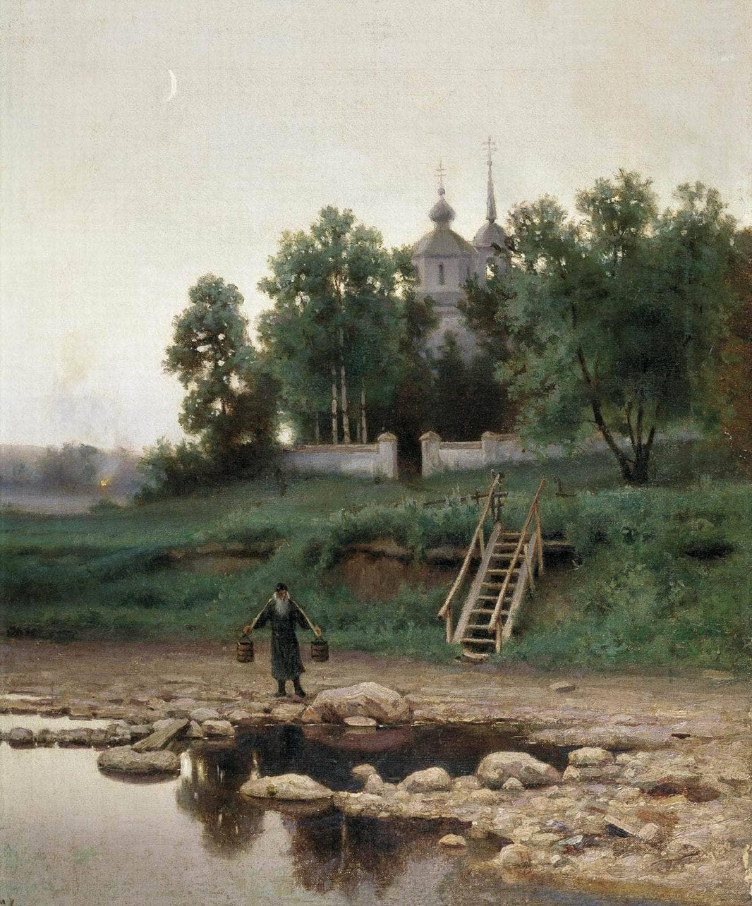 Near the Monastery by Efim Volkov — hand-painted botanical oil painting reproduction on canvas