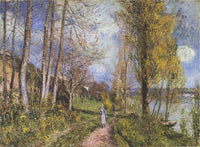 Near the Seine at By by Alfred Sisley — hand-painted botanical oil painting reproduction on canvas