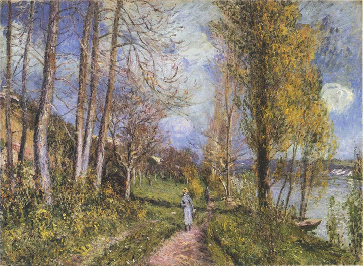 Near the Seine at By by Alfred Sisley — hand-painted botanical oil painting reproduction on canvas