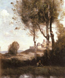 Nest Harriers in Tuscan by Camille Corot — hand-painted architectural oil painting reproduction on canvas