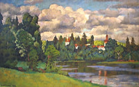 Neva. Islets. Rest House by Ilya Mashkov — hand-painted architectural oil painting reproduction on canvas