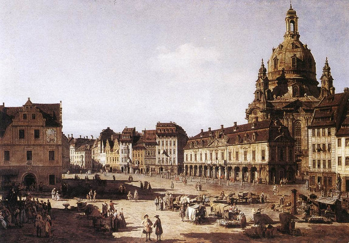 New Market Square in Dresden by Bernardo Bellotto — hand-painted architectural oil painting reproduction on canvas