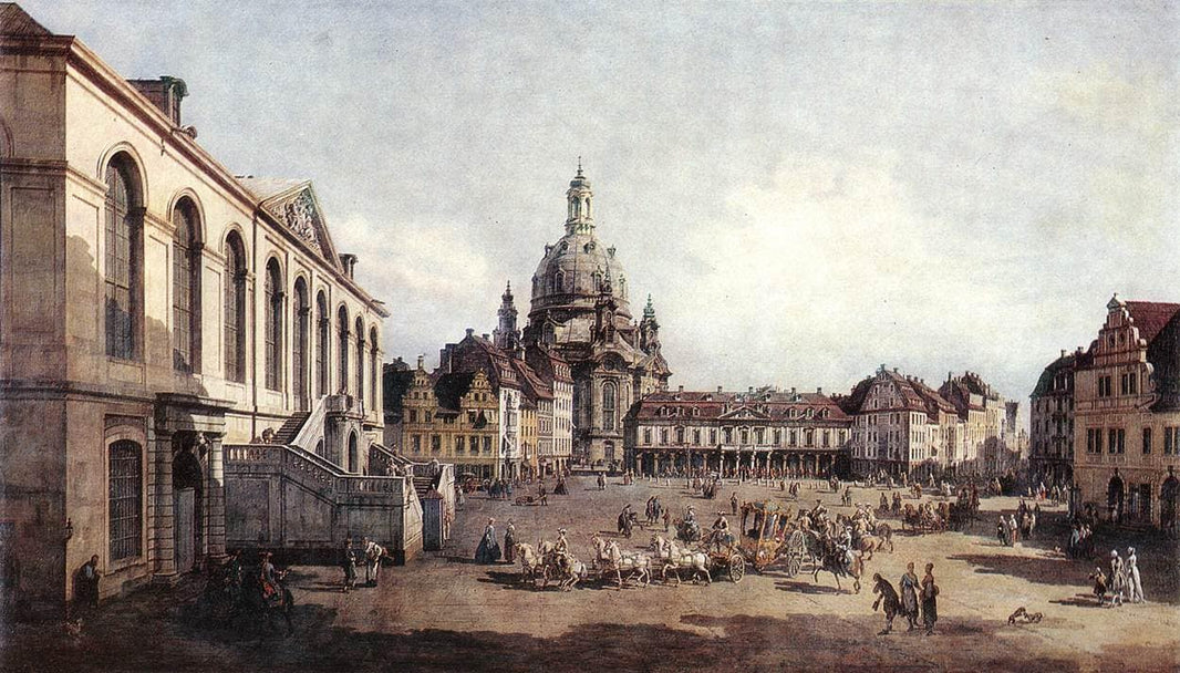 New Market Square in Dresden from the Jüdenhof by Bernardo Bellotto — hand-painted architectural oil painting reproduction on canvas
