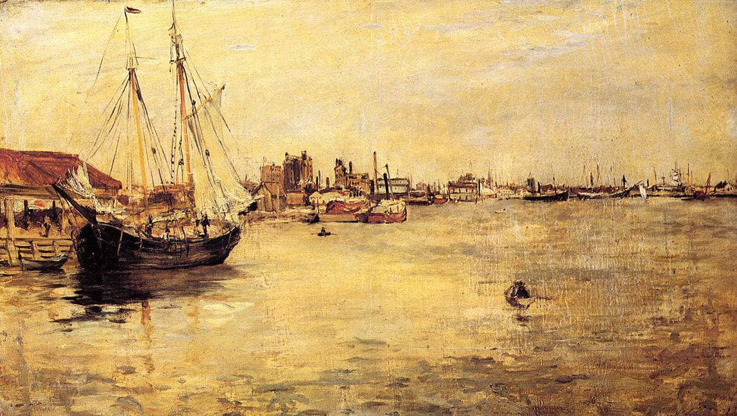 New York Harbor by John Henry Twachtman — hand-painted nautical oil painting reproduction on canvas