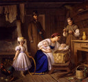 Nurse Visiting a Sick Child by Carl Wenig — life oil painting wall art, Academicism