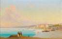 Nice, View of the beach from the Quai Du Midi by Ippolito Caffi — hand-painted landscape oil painting reproduction on canvas