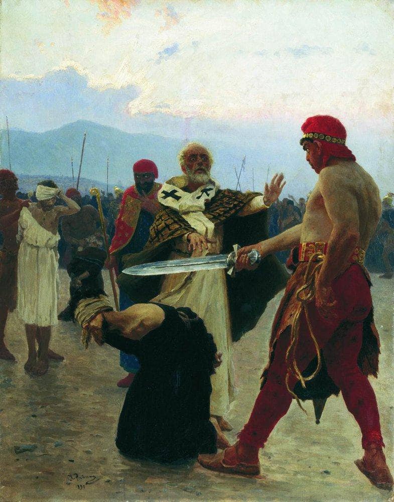 Nicholas of Myra eliminates the death of three innocent prisoners by Ilya Repin — hand-painted cultural oil painting reproduction on canvas