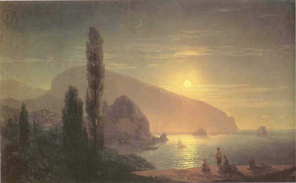 Night at Crimea View on Ayu-Dag by Ivan Aivazovsky — hand-painted landscape oil painting reproduction on canvas