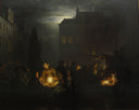 Night market in Antwerp by Petrus van Schendel — hand-painted architectural oil painting reproduction on canvas
