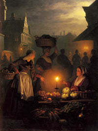 Night market by Petrus van Schendel — hand-painted architectural oil painting reproduction on canvas