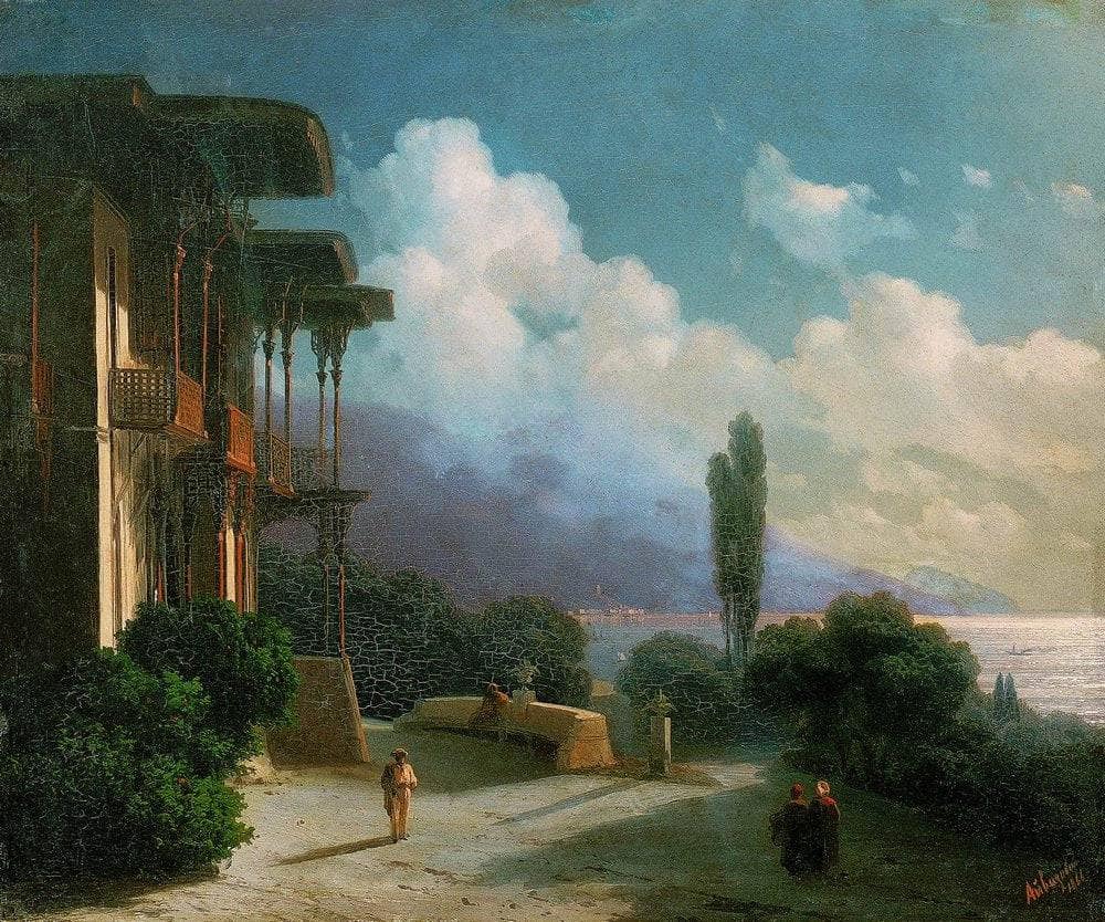 Night near Yalta by Ivan Aivazovsky — hand-painted architectural oil painting reproduction on canvas